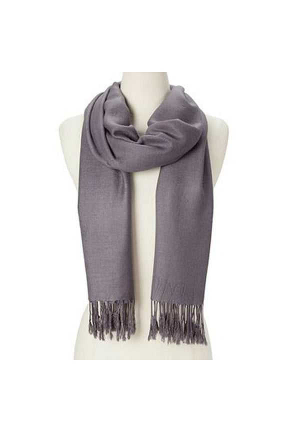 Dark Grey Solid Scarfs for Women Fashion Warm Neck Womens Winter Scarves Pashmina Silk Scarf Wrap with Fringes for Ladies by Oussum