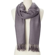 Dark Grey Solid Scarfs for Women Fashion Warm Neck Womens Winter Scarves Pashmina Silk Scarf Wrap with Fringes for Ladies by Oussum