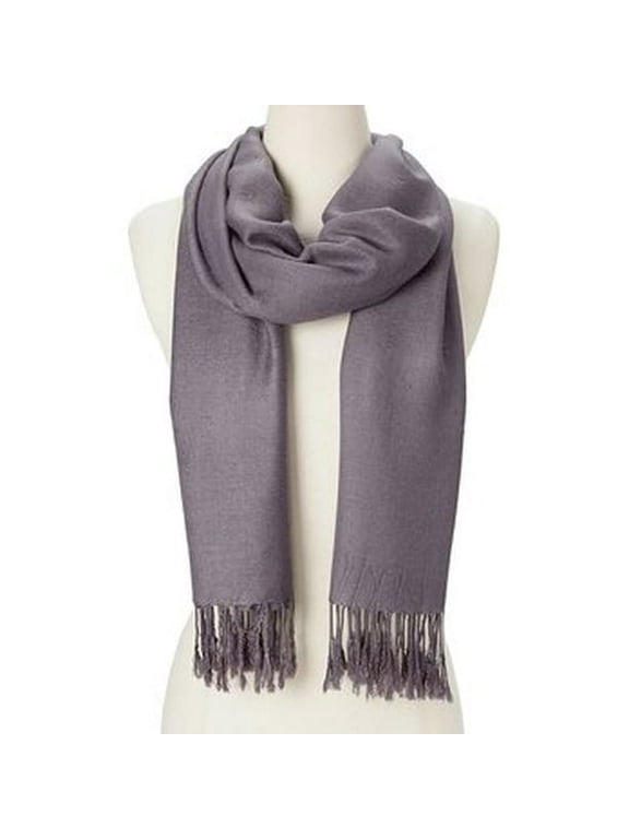 Dark Grey Solid Scarfs for Women Fashion Warm Neck Womens Winter Scarves Pashmina Silk Scarf Wrap with Fringes for Ladies by Oussum