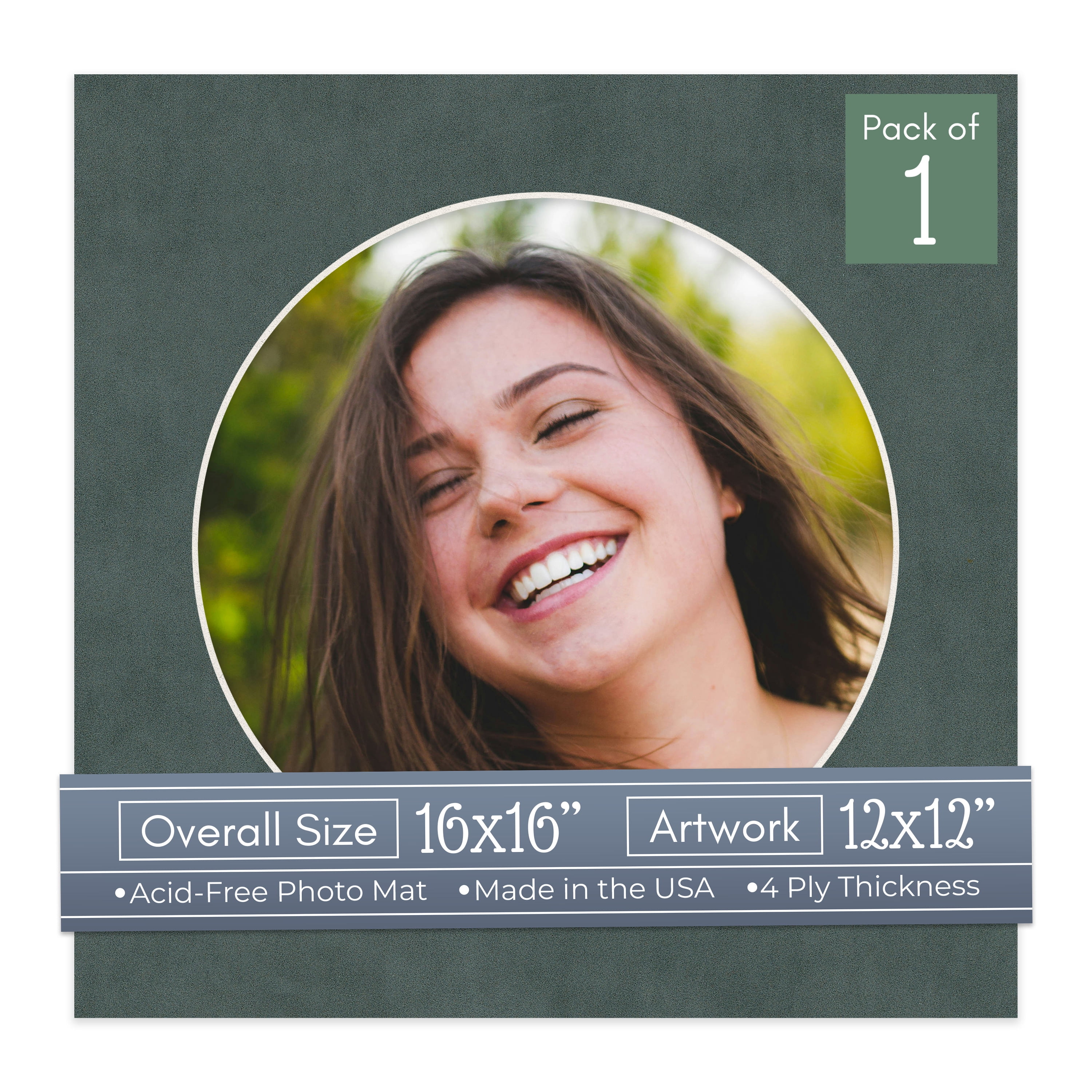 Dark Grey Suede Picture Frame Mat for 16x16 Frames - Circle Opening for ...