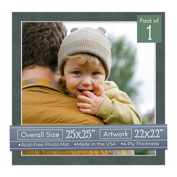 Dark Grey Suede Picture Frame Mat for 25x25 Frames - Fits 22x22 Photos - 1 Mat