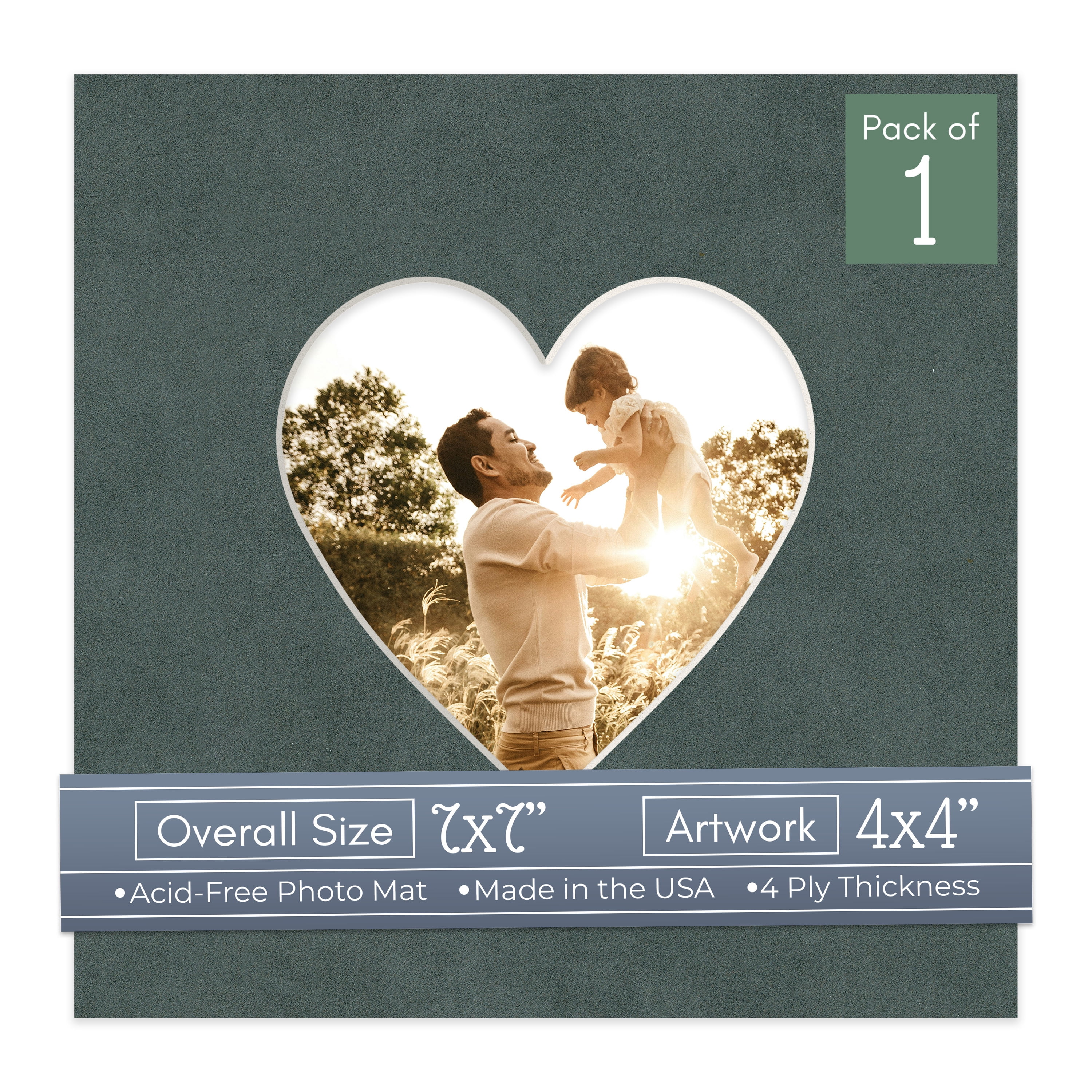 Dark Grey Suede Picture Frame Mat for 7x7 Frames - Heart Opening for ...