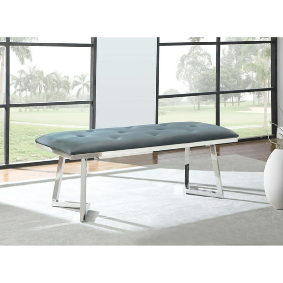 Dark Grey Upholstered Bench With - Brackets And Cushion Luxury Rails