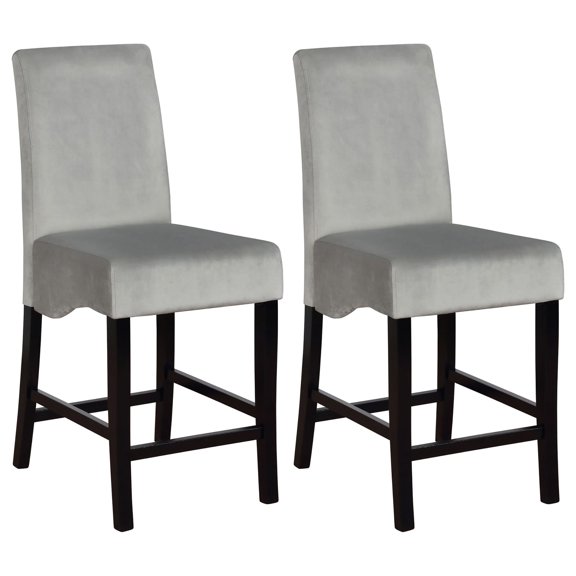 Dark Grey Upholstered Counter Stools Of 2 - Flared Back, Comfortable Padding, Adds Modern Flair To Kitchen Counters & Home Bars 2pcs Padded Seat, Suits Bar Interiors