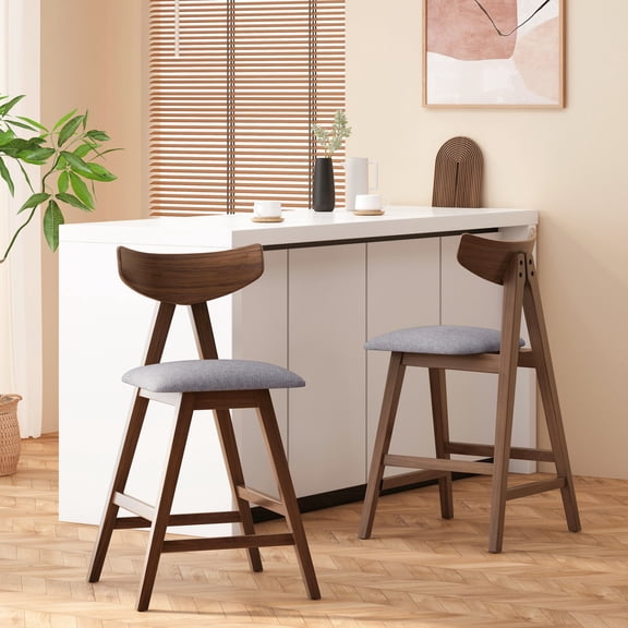 Dark Grey Upholstered Counter Stools in Set of 2 / Improve Indoor Dining Comfort and Style