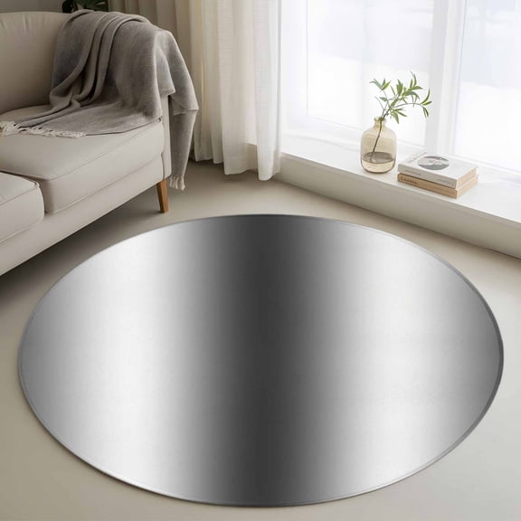 Dark Grey White Round Area Rug 3.3 FT, Non Slip Small Entryway Kitchen Mat, Farmhouse Ombre Color Modern Simple Washable Soft Circular Rug Non-Shedding Door Mat for Bathroom Playroom Kids Room
