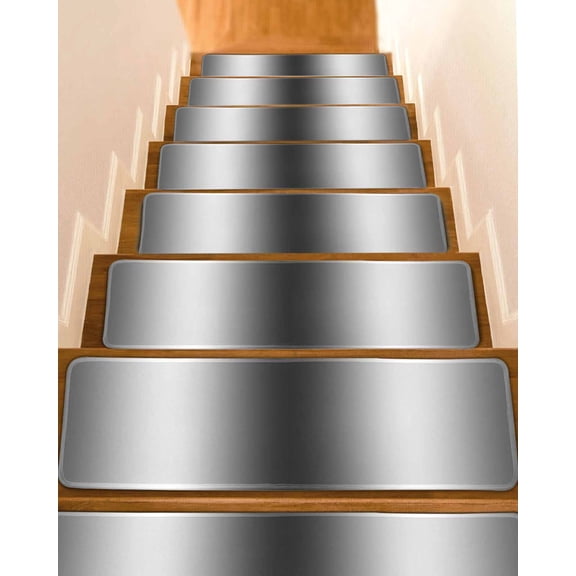 Dark Grey White Stair Treads Non Slip Runners Rugs, 15 Pcs Carpet for Stairs with Adhesive, Farmhouse Ombre Color Modern Simple Stair Mats Pads Indoor Stair Treads for Wooden Steps 8"x30"