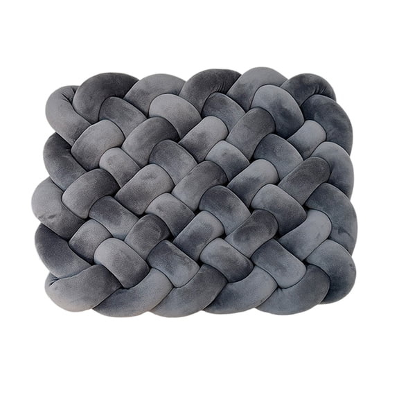 Dark Grey Woven Knotted Ball Pillow Cushion Decorative Throw Sofa Backrest Seat Cushion For Bedroom Living Room Bed Couch Decor Soft Plush Fluffy Accent Pillow 1Pc 1.76Lb