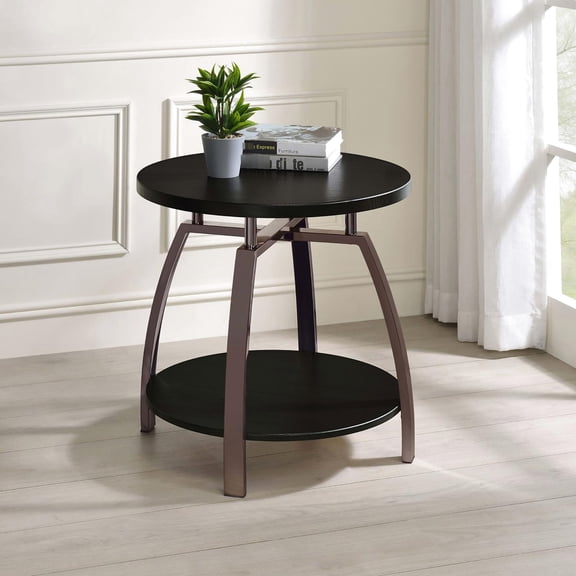Dark Grey and Black Nickel Coffee Table / In Living Area / Provides Storage Space