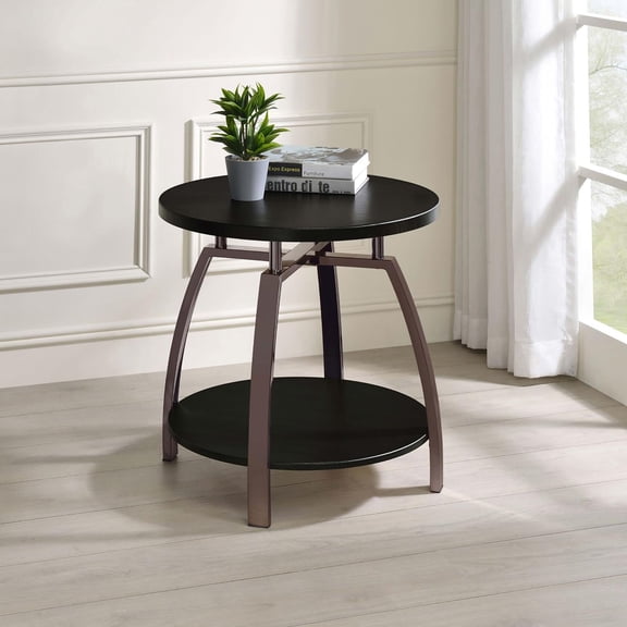 Dark Grey & Black Nickel End Table - 1 Shelf - 23"H