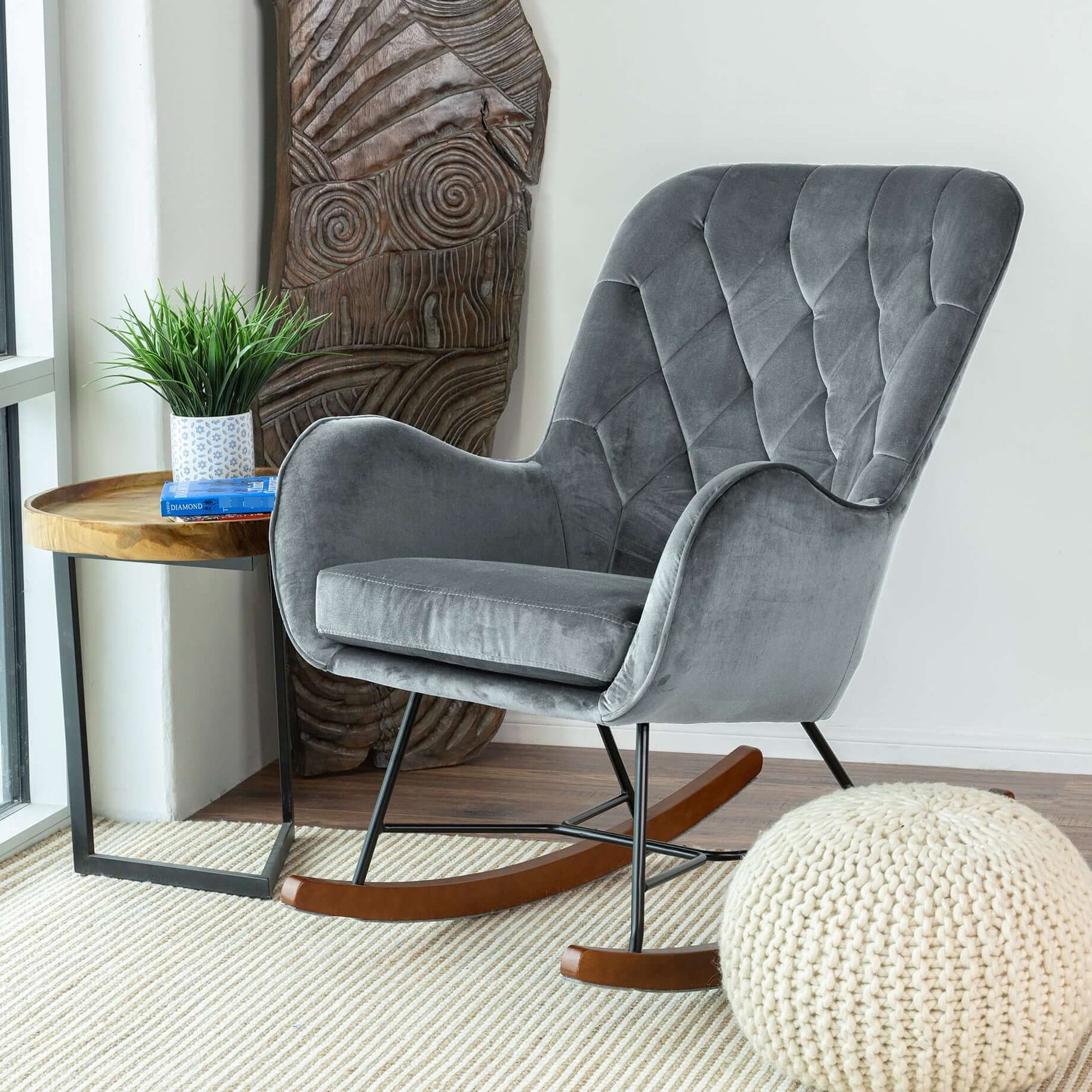 Dark Grey and Brown - Rocking for Baby Sleep - Nursery Essential - Comfort for Little Ones