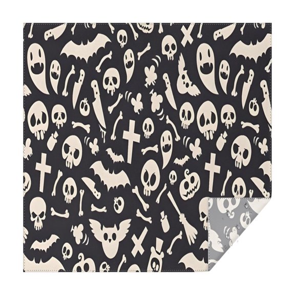 Dark Halloween Ghosts Skulls and Bats Square Tablecloth,Waterproof Square Table Cover,Wipeable Spillproof Washable Table Cover for Home Kitchen Party Decor 42"X42"(107x107cm)