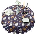 thumbnail image 1 of Dark Halloween Pattern Round Tablecloth 60"x60",Wrinkle Wipeable Table Cloth for Kitchen Dining Room Picnic Patio Party, 1 of 6