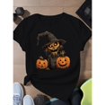 thumbnail image 1 of Dark Halloween Scarecrow Themed Graphic Tee, Tops Has Creepy Scarecrow + Jack - O'- Lanterns Design, Round Neck Regular Fit T - shirts, Size(S - 5XL), 1 of 5