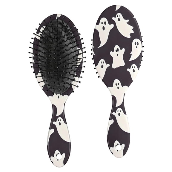 Dark Halloween White Ghosts Hair Brush,Girls Detangling Hair Brush,Glide Through Tangles with Ease for Wet & Dry Hair,8.8"X2.8"