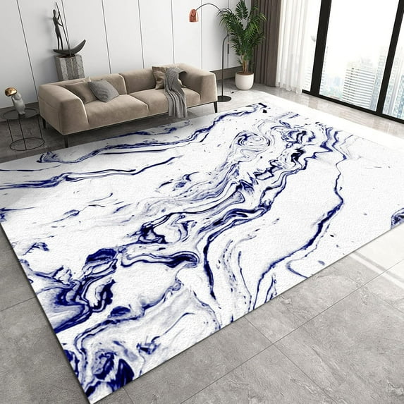 Dark Hand Drawn Curved Lines Door Mat Area Rugs, White Minimalist Background Non-Slip Mat, Apartment Carpet High Toughness Not Easy to Damage Apply to Adults Study Room,3'x4'