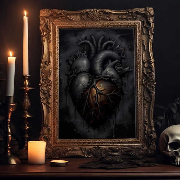 Dark Heart Macabre Goth Decor Wall Art Unframed Paper Print