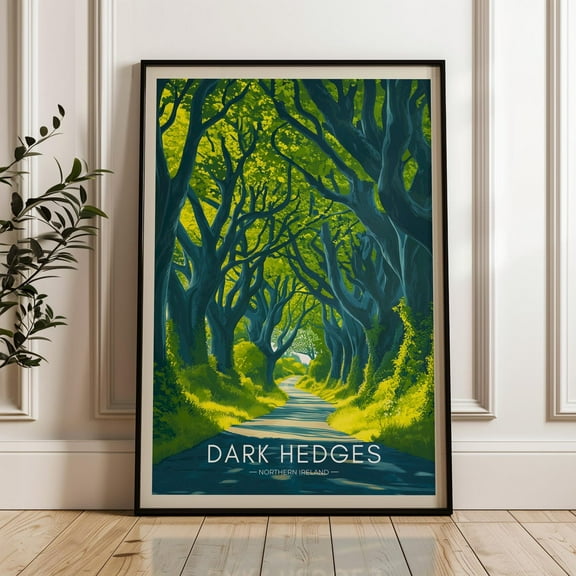 Dark Hedges Travel Print - Northern Ireland Wall Art Poster, United Kingdom Illustration Artwork, Antrim Home & Office Decor, Uk Gift Idea Wall Art, Modern Wall Decor, 24x36 UNFRAMED