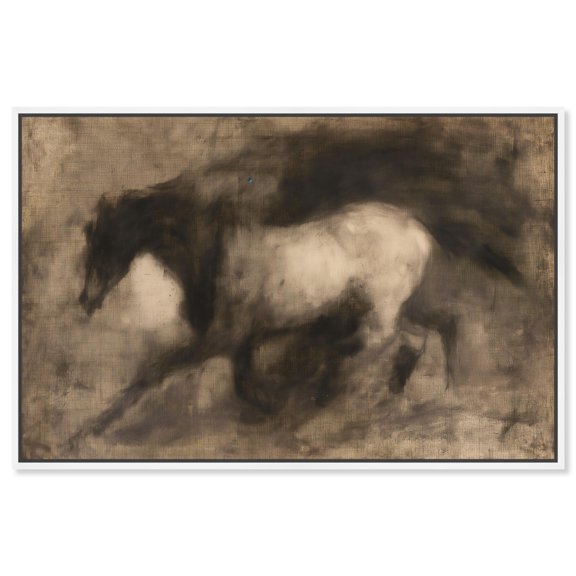 Dark Horse Canvas Farm Animals Art by Art Remedy, White Frame, 15 x 10