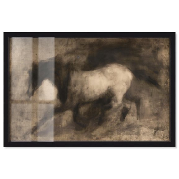 Dark Horse Shadowbox Print Farm Animals Art by Art Remedy, Black Frame, 15 x 10