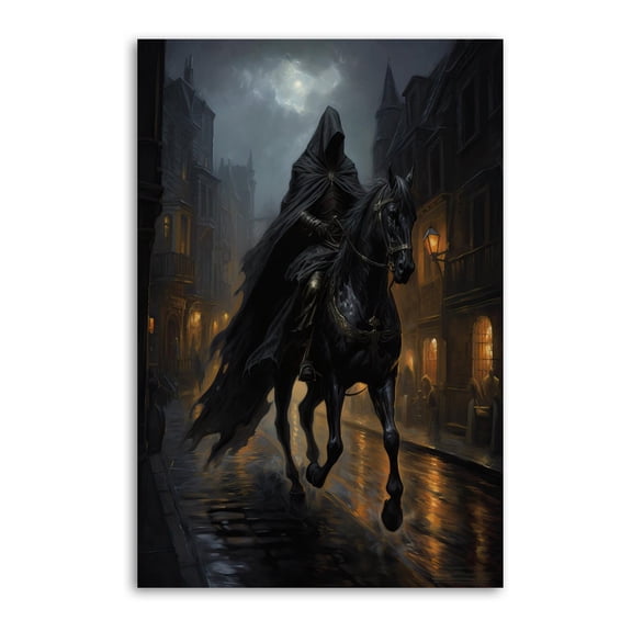 Dark Horseman Victorian Gothic Wall Art Poster Scroll Canvas Painting Picture Living Room Decor Home 12x18inch(30x45cm)
