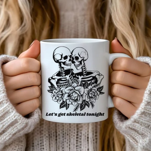 Dark Humor Funnkeleton Couples Vaine Day Let's Get Skeletal Tonight Sar Coffee Gif Husband BfGf Halloween.jpg