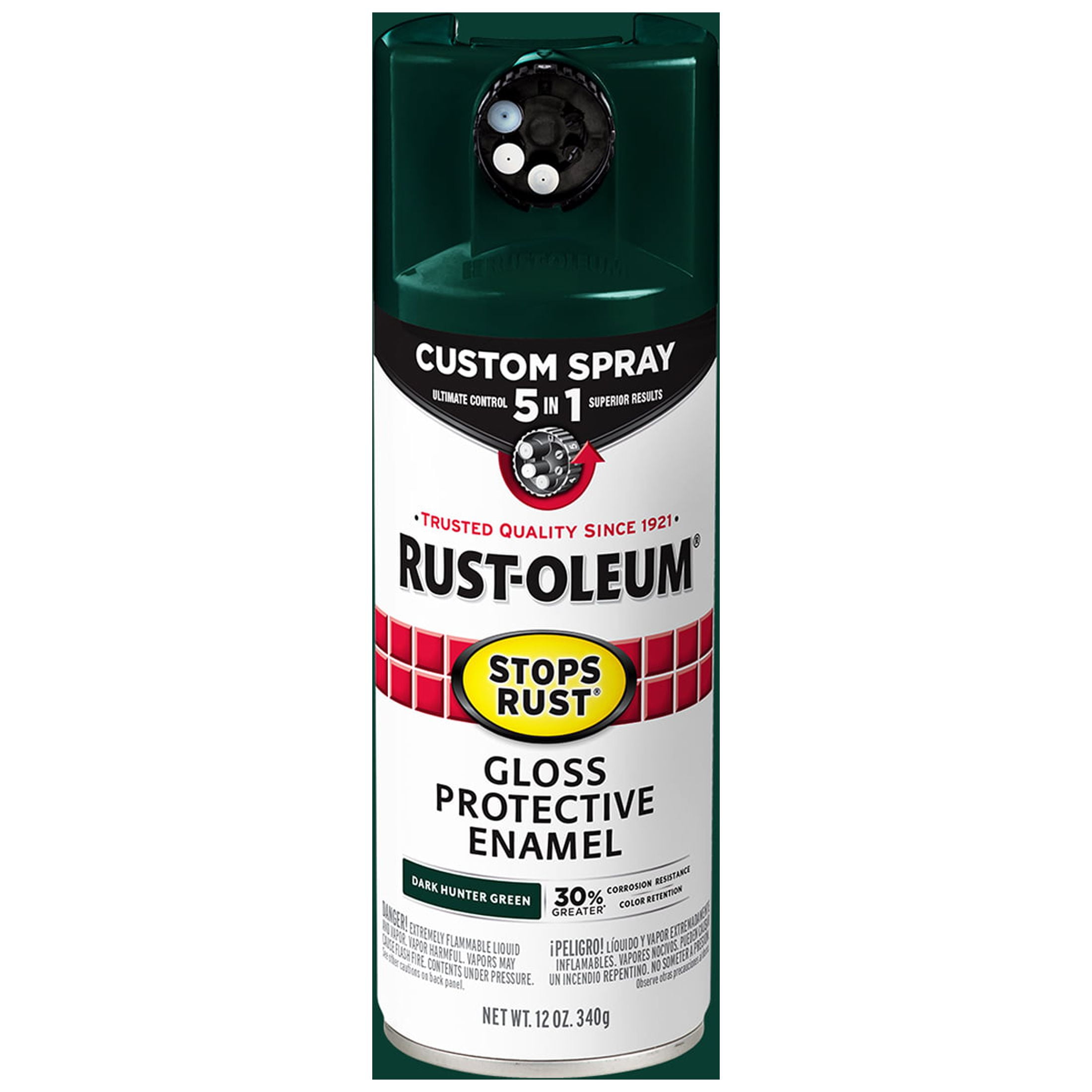 Dark Hunter Green, RustOleum Stops Rust Custom Spray 5 in 1 Gloss