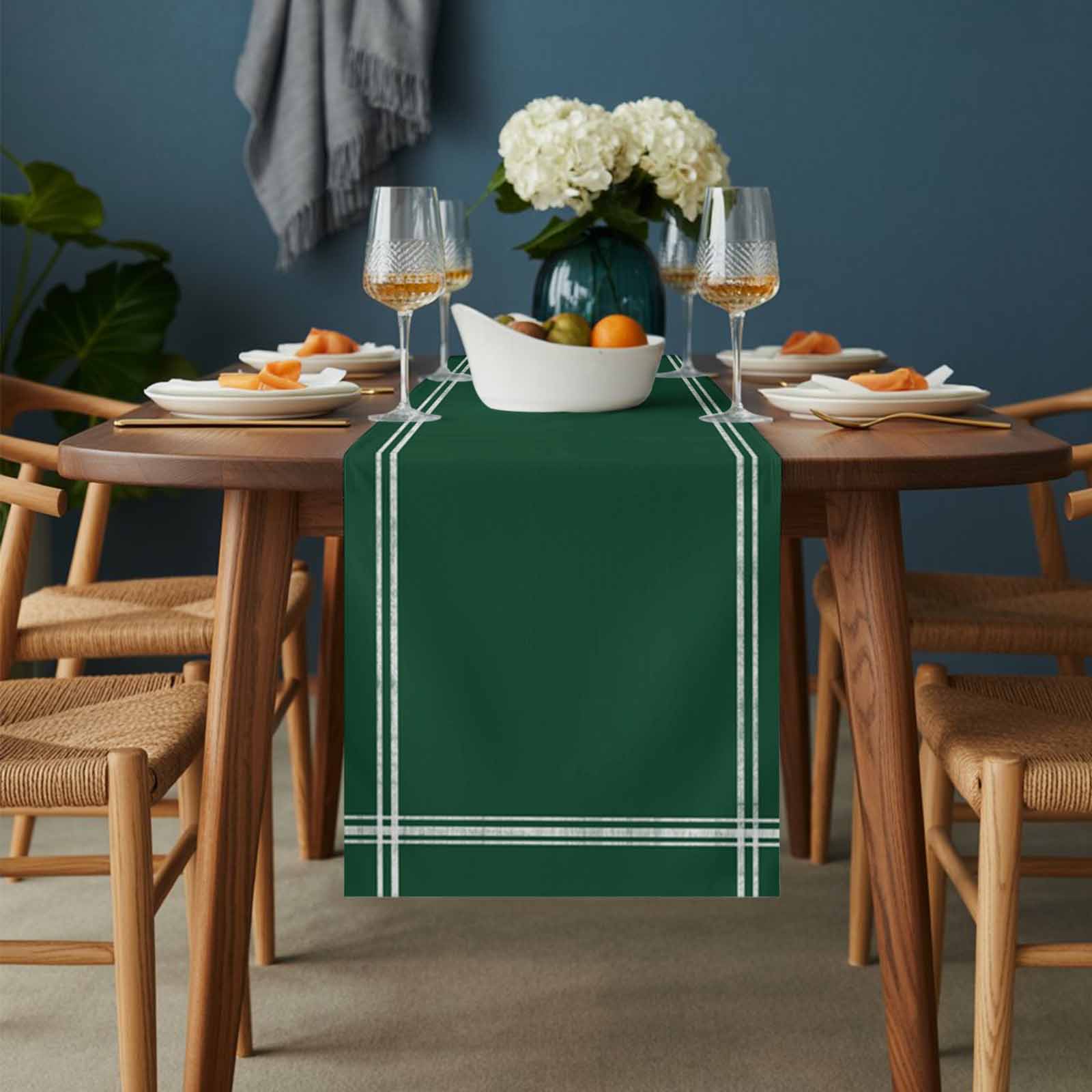 Green Ribbed Table Runner Dark Hunter Green Table Runner-108 Inch Long Olive Green Table Runners ...