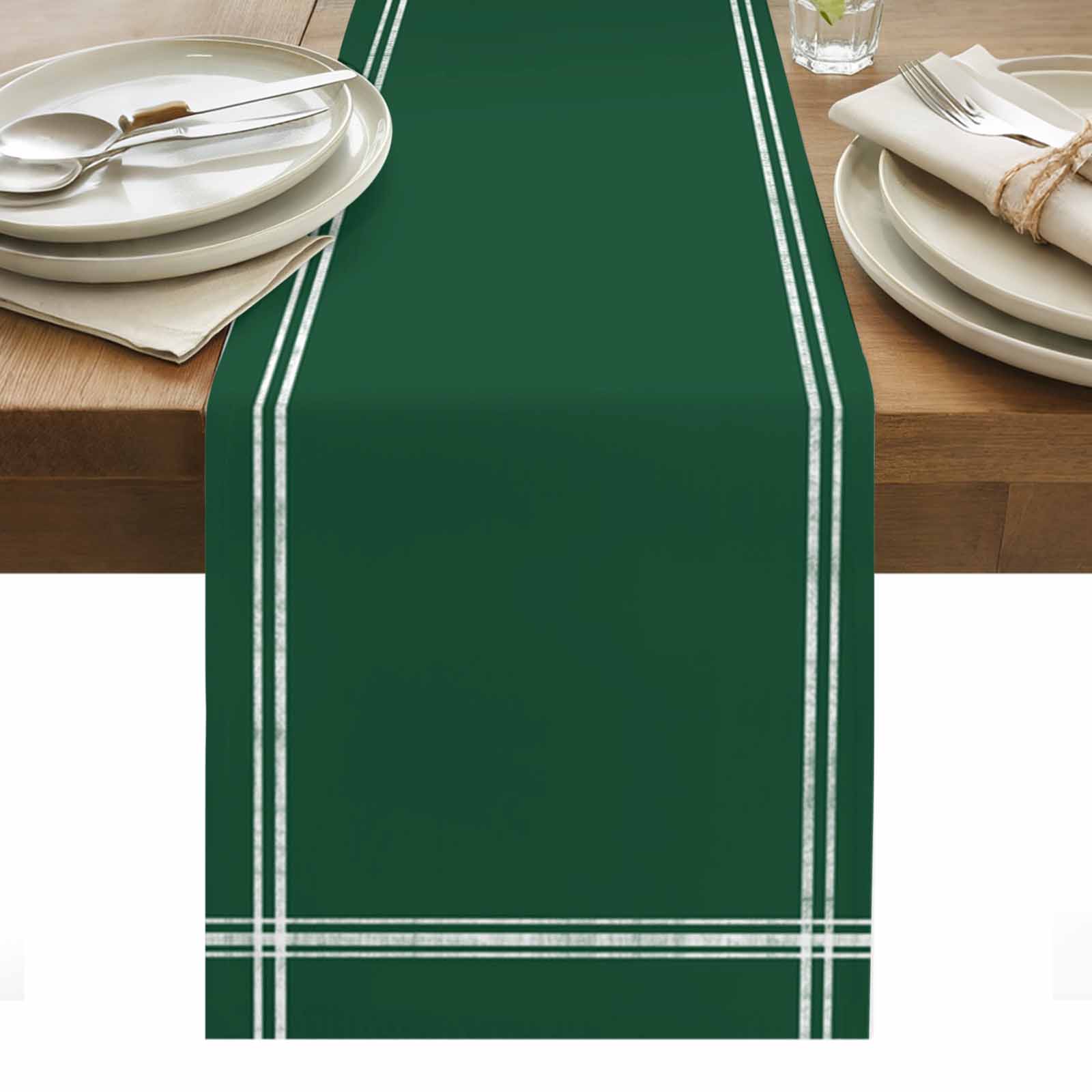 Green Ribbed Table Runner Dark Hunter Green Table Runner-72 Inch Long Olive Green Table Runners ...