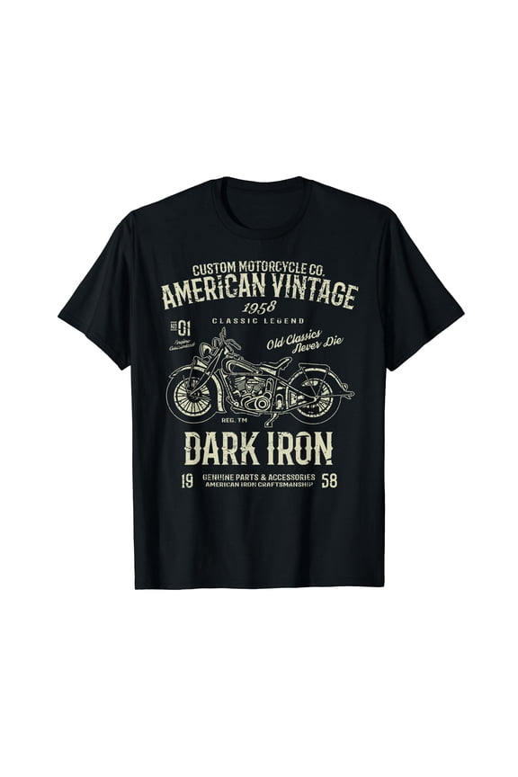 Dark Iron Custom Motorcycle Co. 1958 Classic Vintage T-Shirt