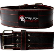 Dark Iron Fitness Weight Lifting Belt for Men & Women - 100% Leather, Adjustable Back Support & Stability, Up to 600 lbs