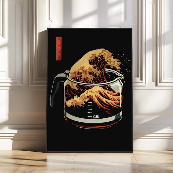 Dark Japanese Wave Coffee Wall Art Print