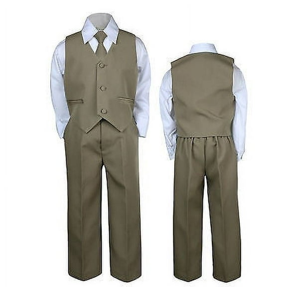 Dark Khaki Baby Boys Toddler Wedding Formal Party Necktie Sets Suits Outfits S-7
