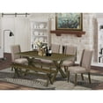 thumbnail image 1 of East West Furniture X-Style 6-piece Wood Dining Set in Jacobean Brown/Khaki, 1 of 6