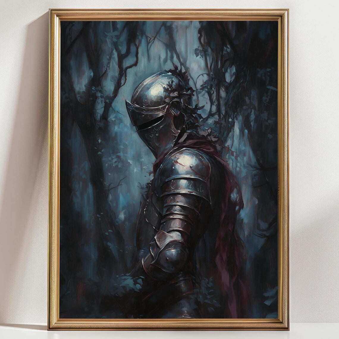 Dark Knight Art Print, Moody Medieval Warrior Wall Decor, Gothic Armor ...