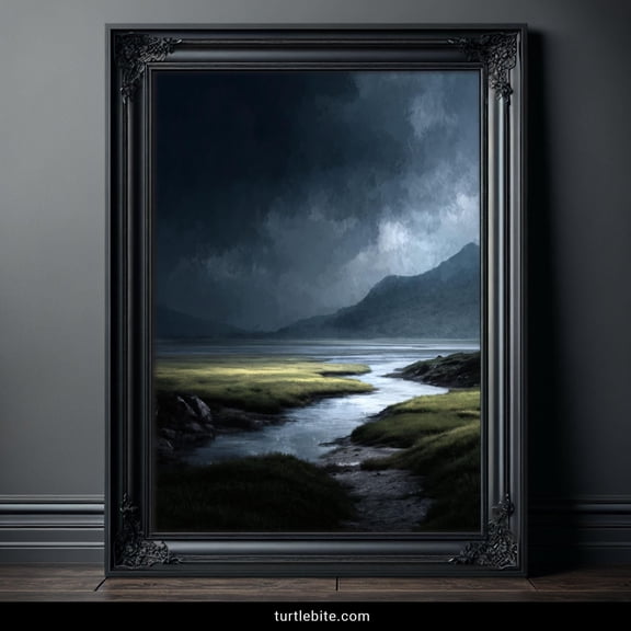 Dark Landscape Poster Moody Storm Marsh Poster Gothic Nature Wall Decor Atmospheric Melancholic Home Art, Poster Only