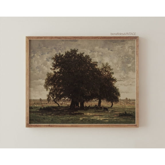 Dark Landscape Print Poster, Dark Cottagecore Decor, Cottage Decoration, Dark Academia Decor, Dark Green Wall Art Poster, Dark Vintage Warm Present Vintage UNFRAMED Poster Size 16x24