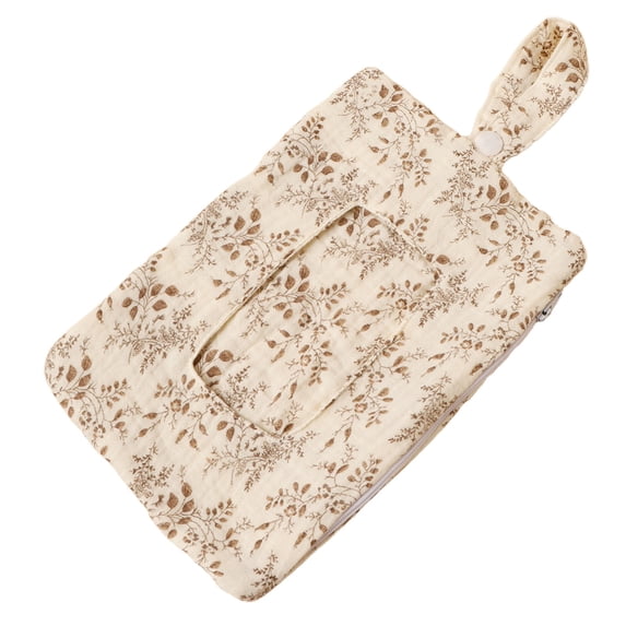 Dark Leaf Pattern Cotton Tissue Pouch, Hanging Zipper Napkin Holder for Kitchen