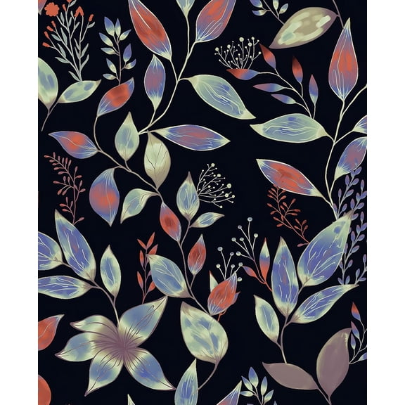 Dark Leaf Peelable Wallpaper 17.4" x 118" Neon Leaf Contact Paper Vinyl Wrap Vintage Botanical Self-Adhesive Wall Paper for Bedroom Kitchen Cabinet Bookshelf Colorful Theme Pattern Wall Art