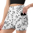 thumbnail image 1 of Dark Leaves White Background Pattern Women's Shorts Non-Slip Single Pocket A-line Trouser Skirt Summer Shorts Casual Shorts for Women, 1 of 7