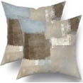 thumbnail image 1 of Dark Light Brown Pillow Covers Set of 2 Modern Abstract Art Blue Grey Throw Pillows Farmhouse Decorative Pillowcase Cotton Square Cushion Cover for Home Couch Bed, 16x16 inch (22_1229003), 1 of 1