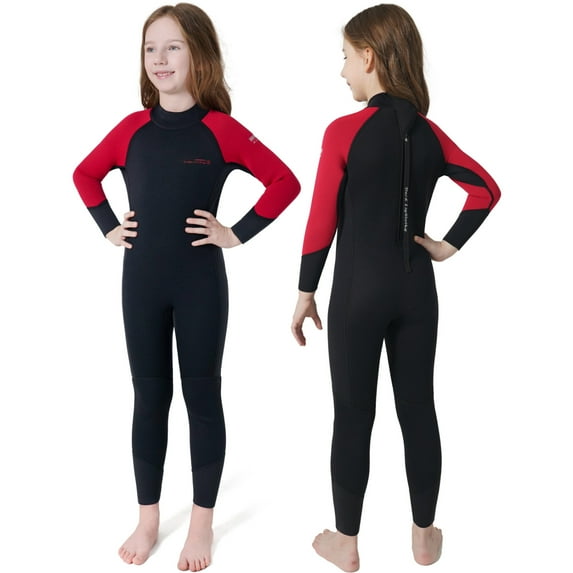Dark Lightning 3/2mm Kids Wetsuit for Boys and Girls, Neoprene Thermal Swimsuit, Toddler/Junior/Youth One Piece Wet Suits for Scuba Diving