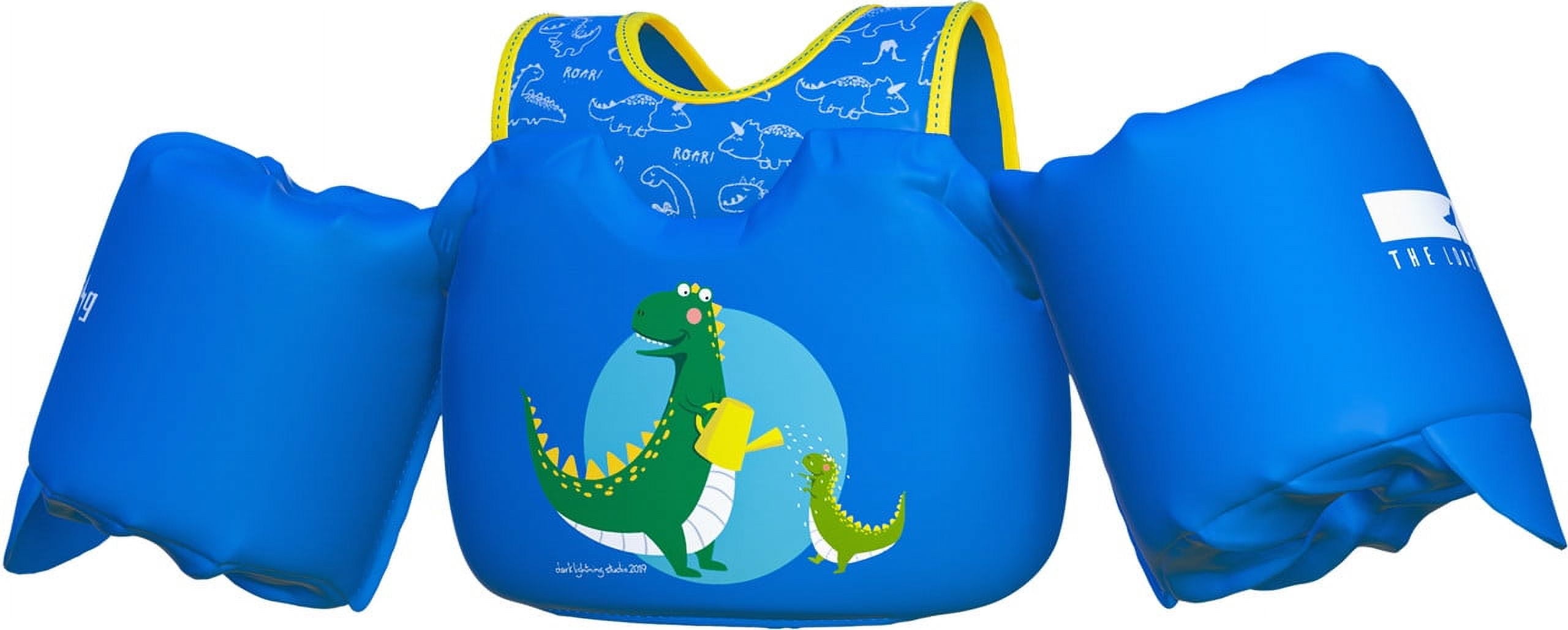 Dark Lightning Coast Guard Approved Life Jacket for Kids, Toddler Swim Vest with Arm Floats for Pool,Dinosaur