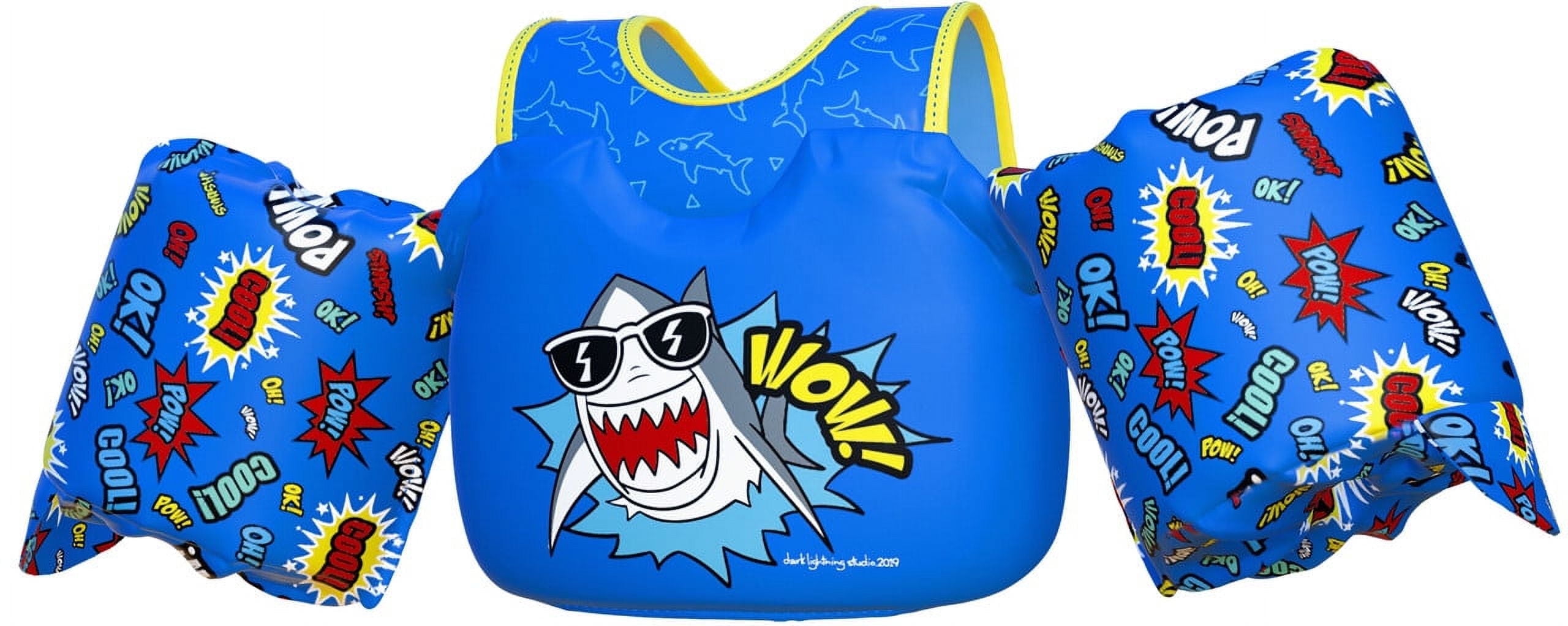 US Coast Guard (USCG) Approved Life Jacket for Kids, Toddler Swim Vest with Arm Floats for Pool,Shark