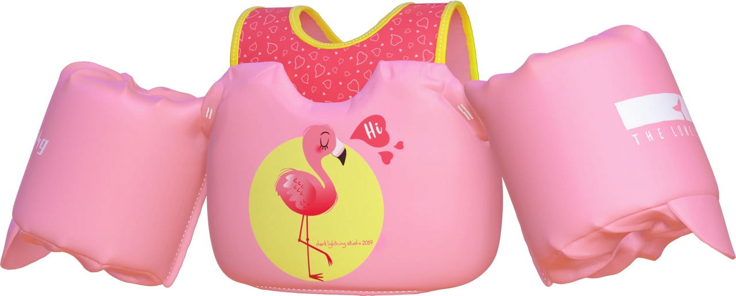 Dark Lightning USCG Approved Life Jacket for Kids, Toddler Swim Vest with Arm Floats for Pool, Flamingo