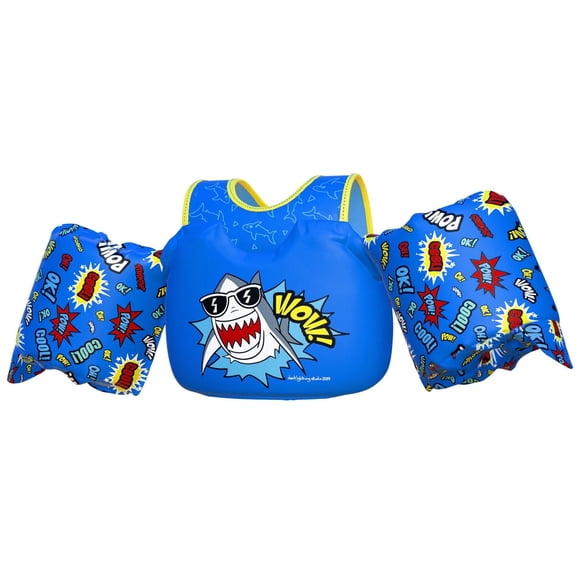 Dark Lightning USCG Approved Toddler Swim Vest with Arm Floats, 33-55 lbs, Ages 2-7, Blue Shark