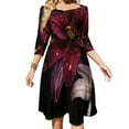 thumbnail image 1 of Dark Lilies Water Drops Beauty Women's Fall Dresses Casual Loose Flowy Swing Shift Dress, 1 of 9