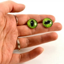 Dark Lime Green Cat Glass Eyes