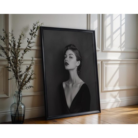 Dark Lipstick Woman Portrait Modern Portrait Gallery Wall Art Decor Unframed Paper Print