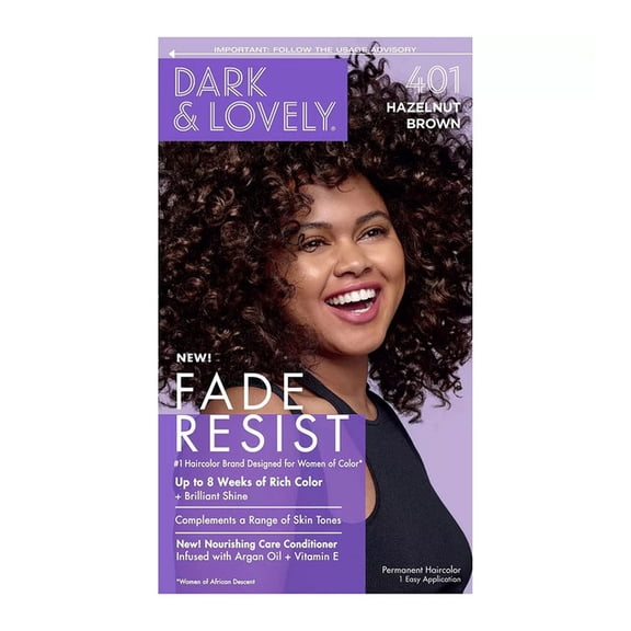 Dark & Lovely Fade Resist Permanent Haircolor, 401 Hazelnut Brown, 1 Ea